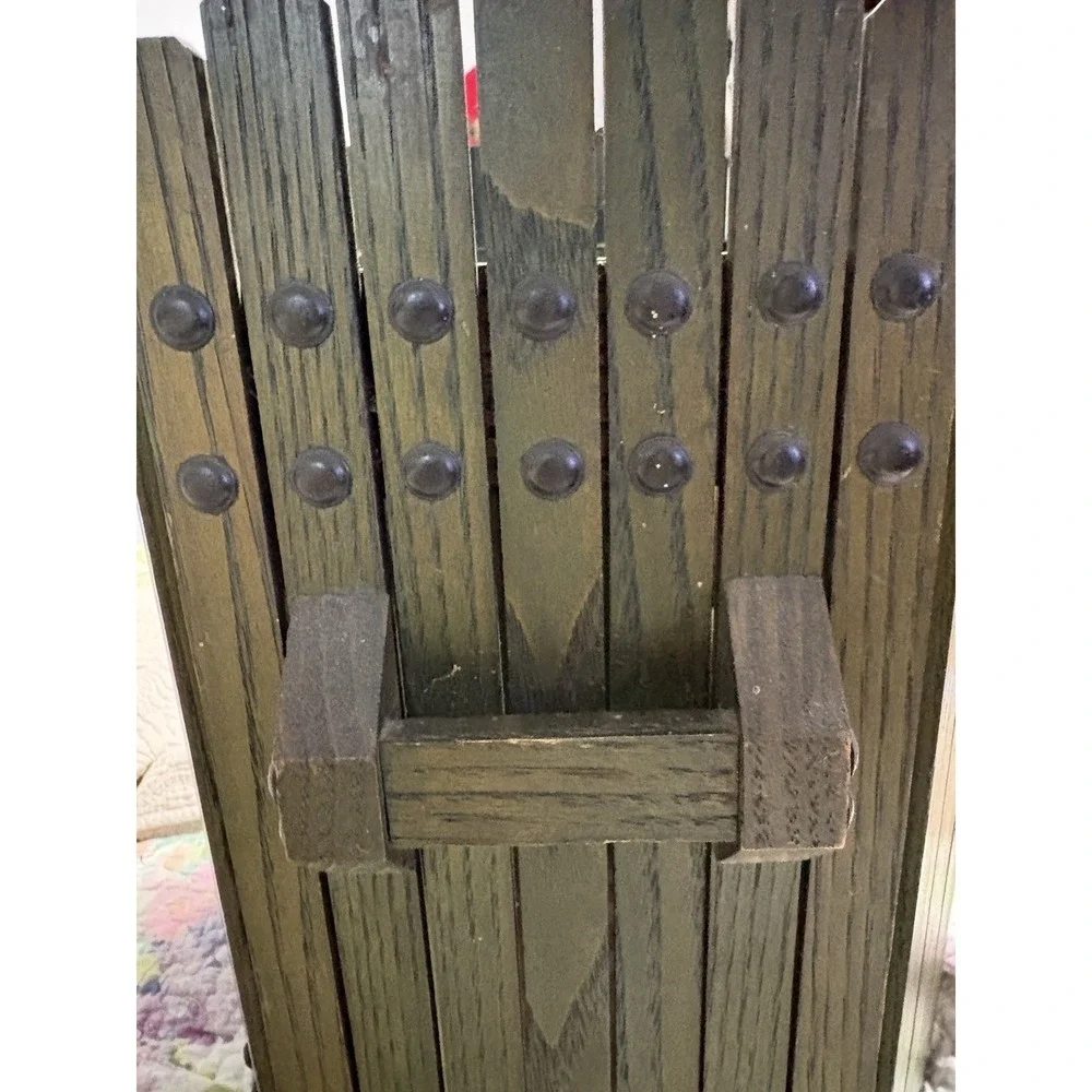 VTG Mission Rustic MCM Stickley-like Slatted Wood Green Waste/ Magazine  Basket